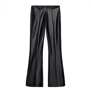 Zara Black Faux Leather Flared Leggings